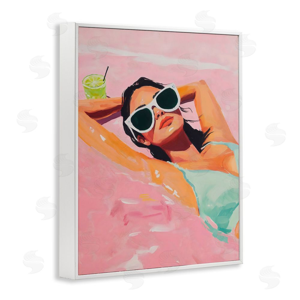 The Prints Vibe Trendy Summer Girl White Framed Giclee Wall Art Print