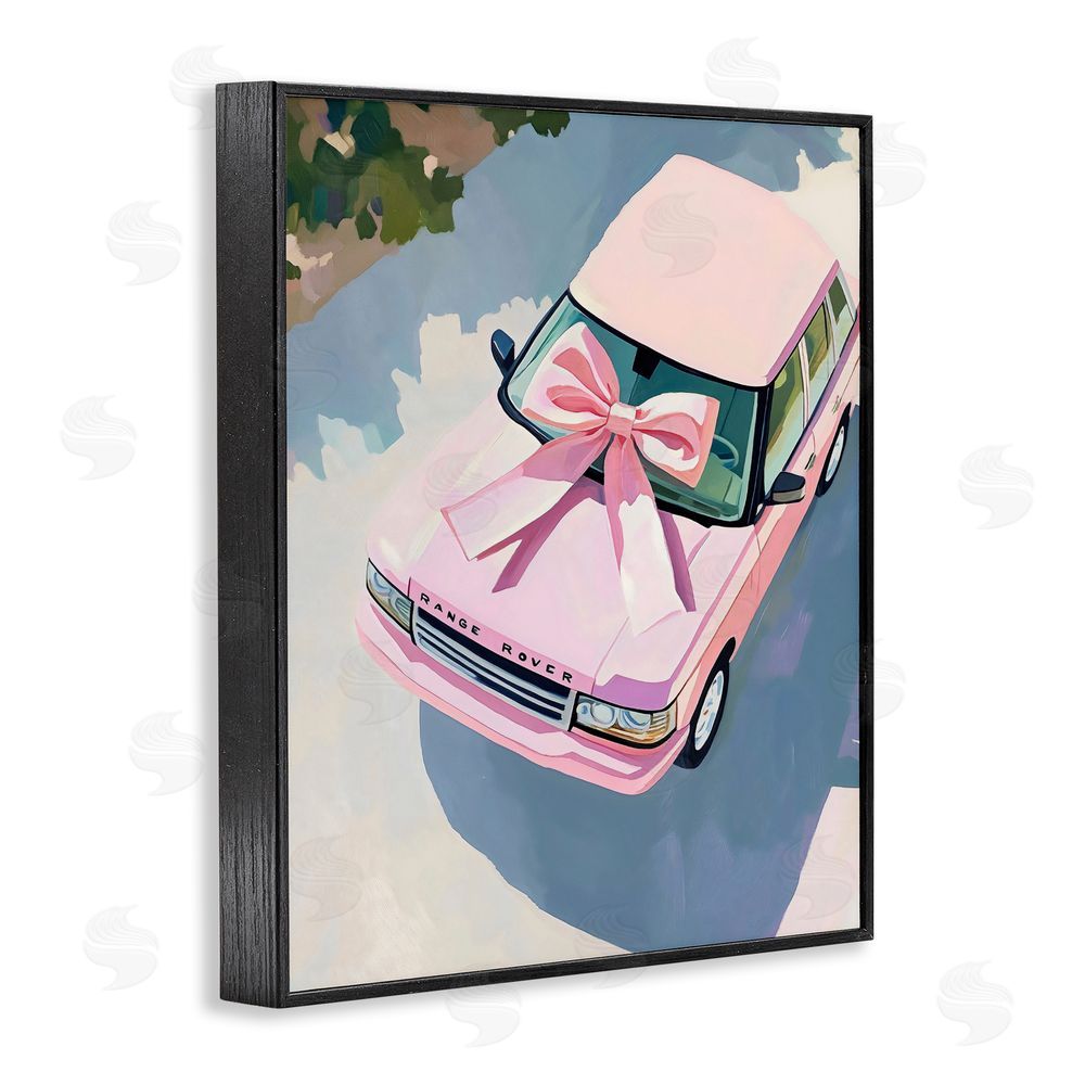 The Prints Vibe Pink Luxury Rover with Ribbon Black Framed Giclee Wall Art