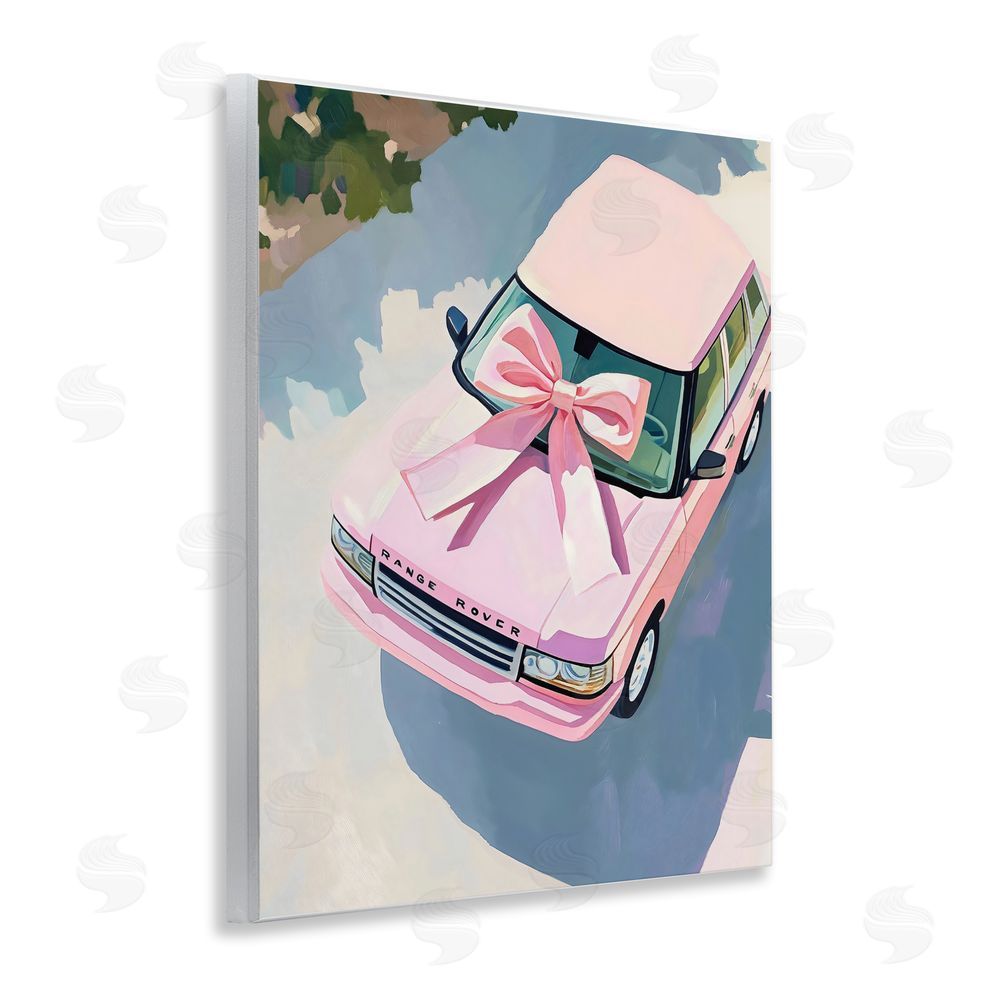 The Prints Vibe Pink Luxury Rover with Ribbon Wall Plaque Home Decor Art Print