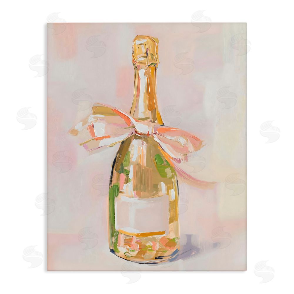 The Prints Vibe Pink Champagne Celebration Stretched Canvas Wall Art