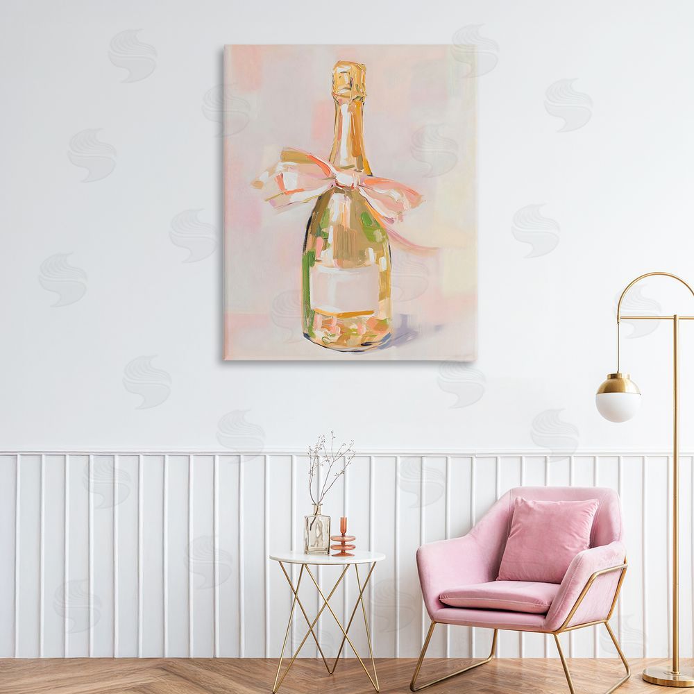 The Prints Vibe Pink Champagne Celebration Stretched Canvas Wall Art in Room
