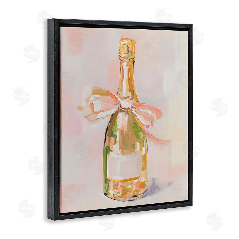 The Prints Vibe Pink Champagne Celebration Black Floating Framed Canvas Wall Art