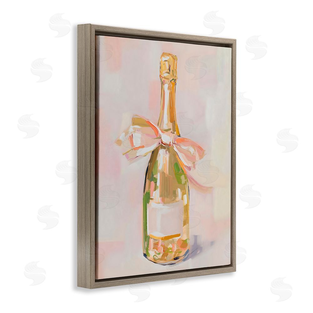 The Prints Vibe Pink Champagne Celebration Brown Floating Framed Canvas Wall Art