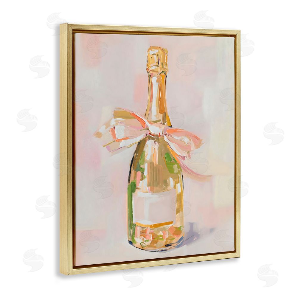 The Prints Vibe Pink Champagne Celebration Gold Floating Framed Canvas Wall Art