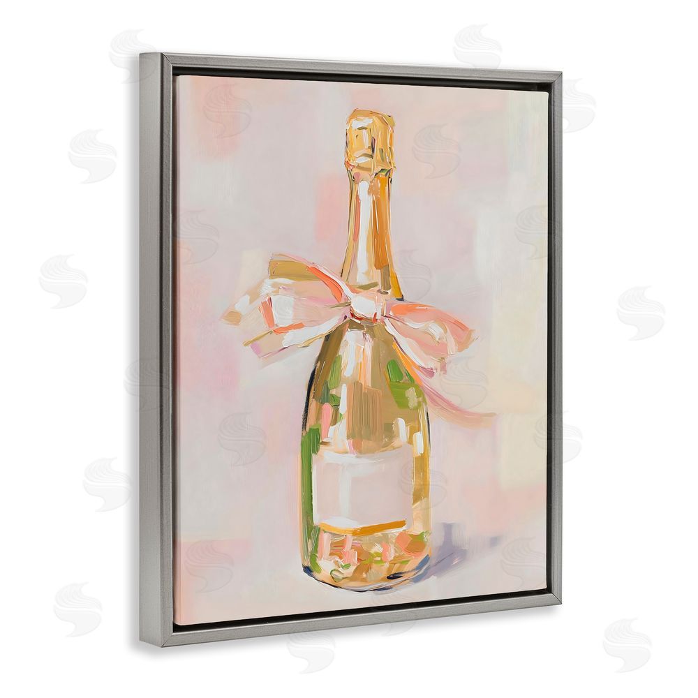 The Prints Vibe Pink Champagne Celebration Gray Floating Framed Canvas Wall Art