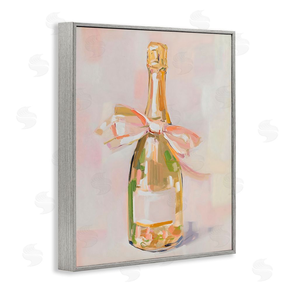 The Prints Vibe Pink Champagne Celebration Gray Framed Giclee Wall Art