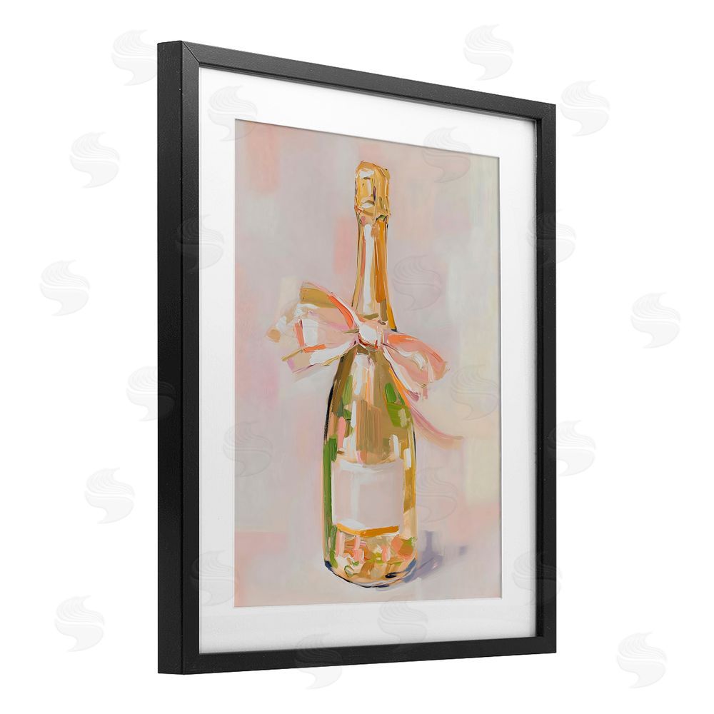 The Prints Vibe Pink Champagne Celebration Black Framed Print Under Glass Wall Art