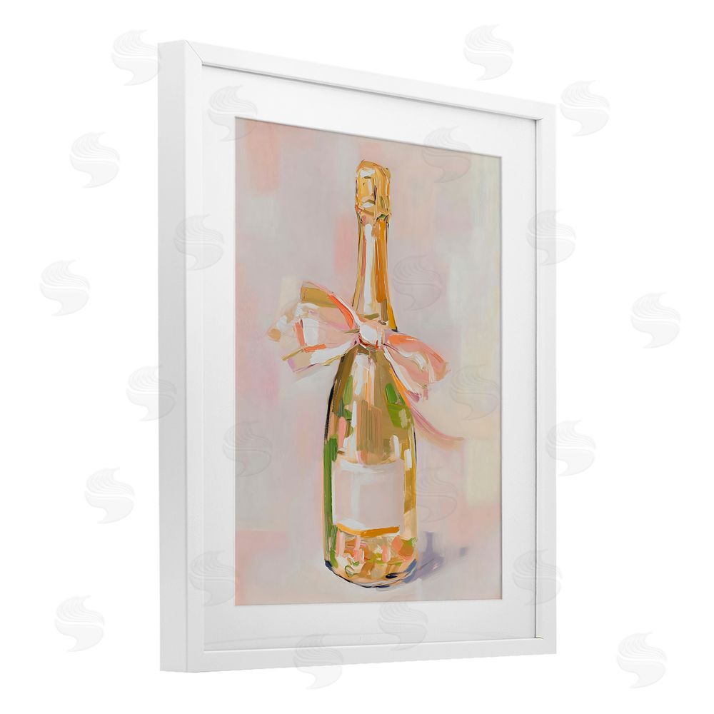 The Prints Vibe Pink Champagne Celebration White Framed Print Under Glass Wall Art