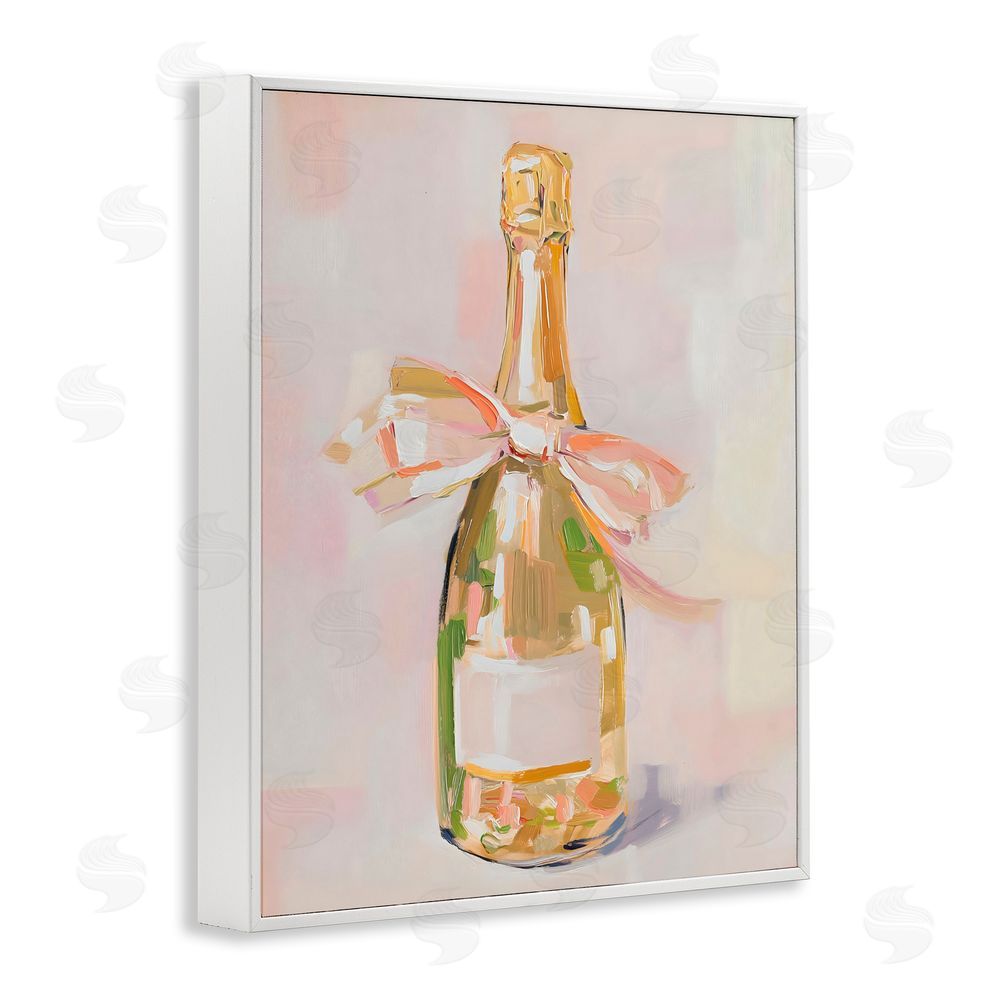 The Prints Vibe Pink Champagne Celebration White Framed Giclee Wall Art