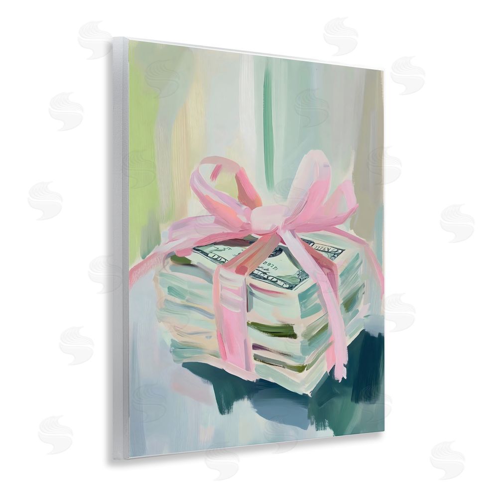 The Prints Vibe Pink Bow Cash Bundle Wall Plaque Home Decor Art Print