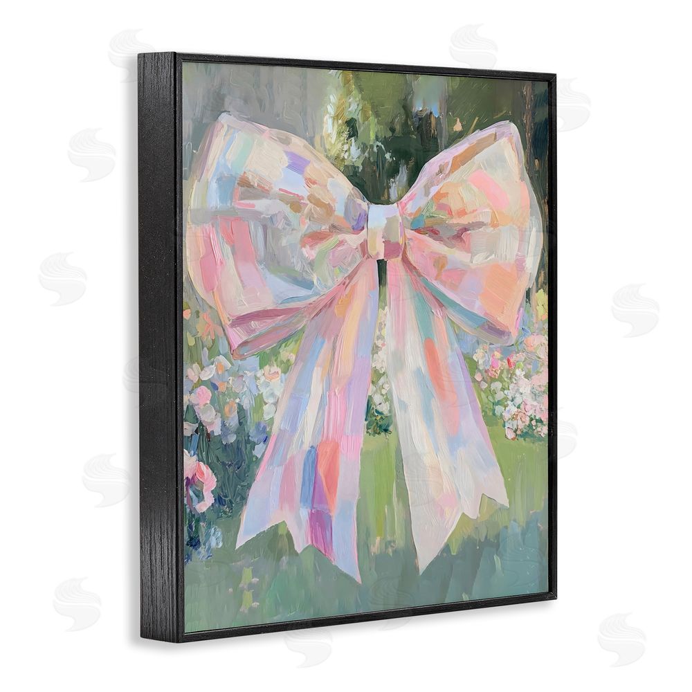 The Prints Vibe Iridescent Pink Bow in Garden Black Framed Giclee Wall Art