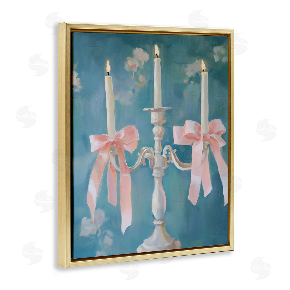 The Prints Vibe Elegant Coquette Candelabra Gold Floating Framed Canvas Wall Art