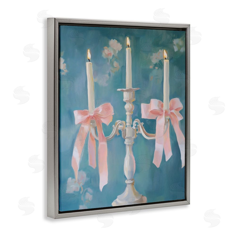 The Prints Vibe Elegant Coquette Candelabra Gray Floating Framed Canvas Wall Art