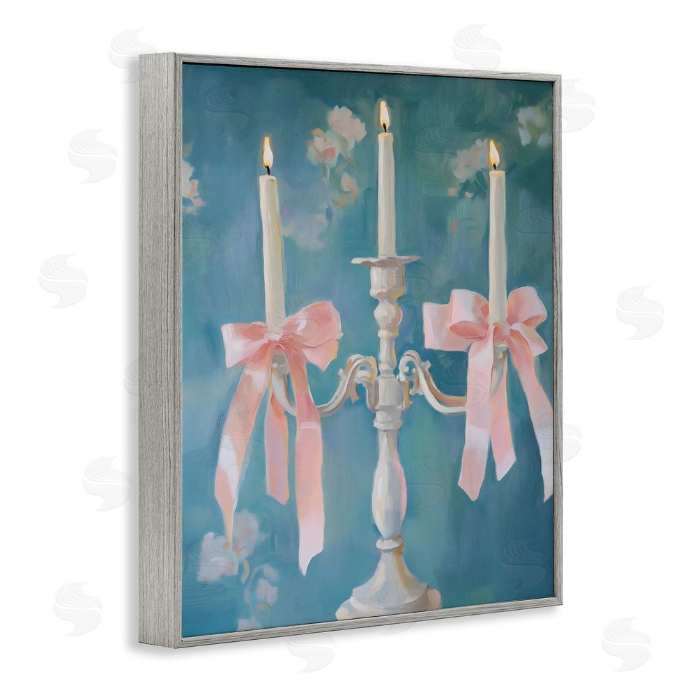 The Prints Vibe Elegant Coquette Candelabra Gray Framed Giclee Wall Art