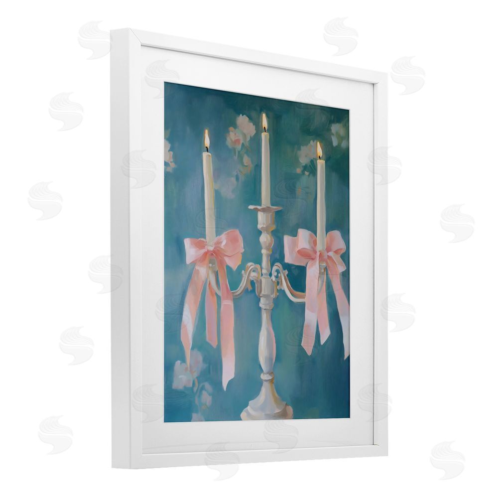 The Prints Vibe Elegant Coquette Candelabra White Framed Print Under Glass Wall Art