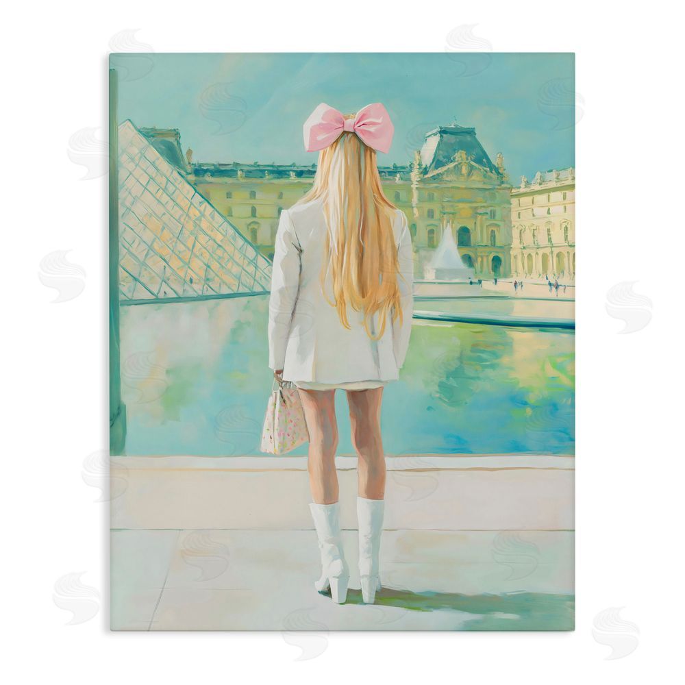 The Prints Vibe Girl In Paris Observing Stretched Canvas Wall Art