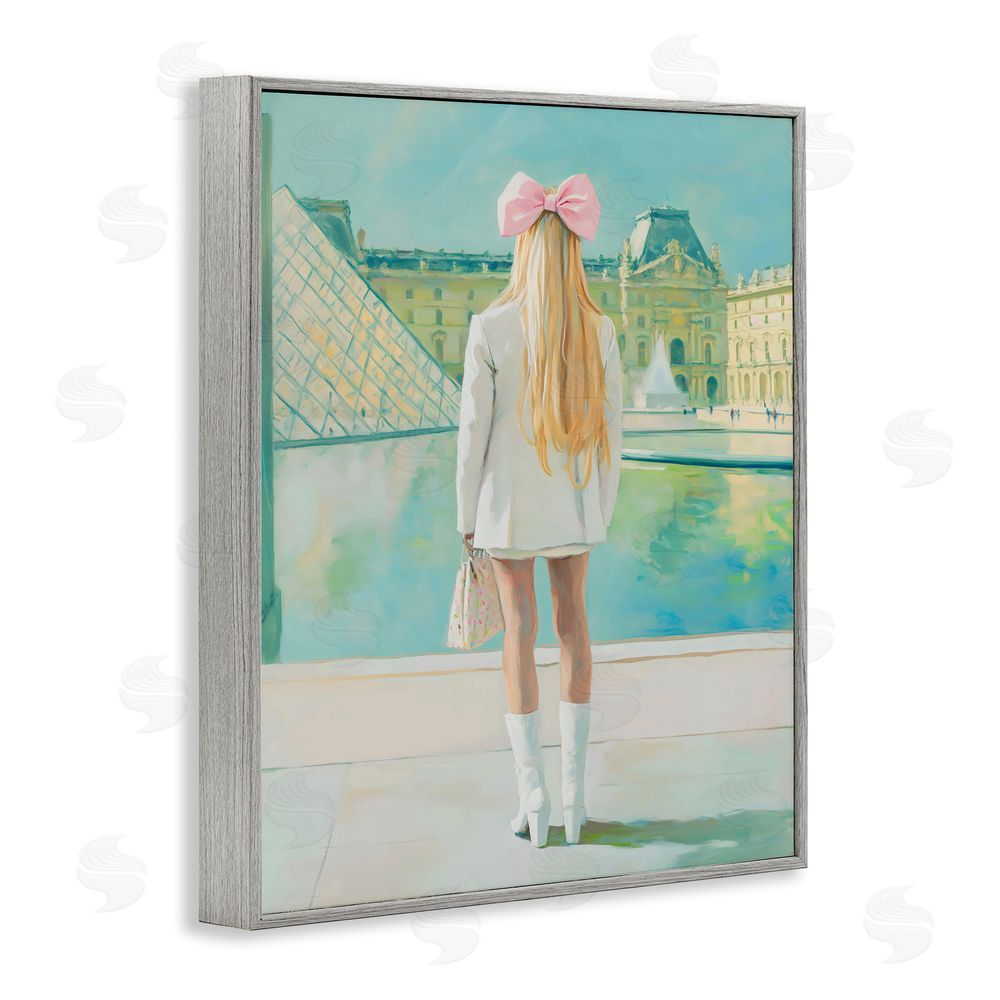 The Prints Vibe Girl In Paris Observing Gray Framed Giclee Wall Art