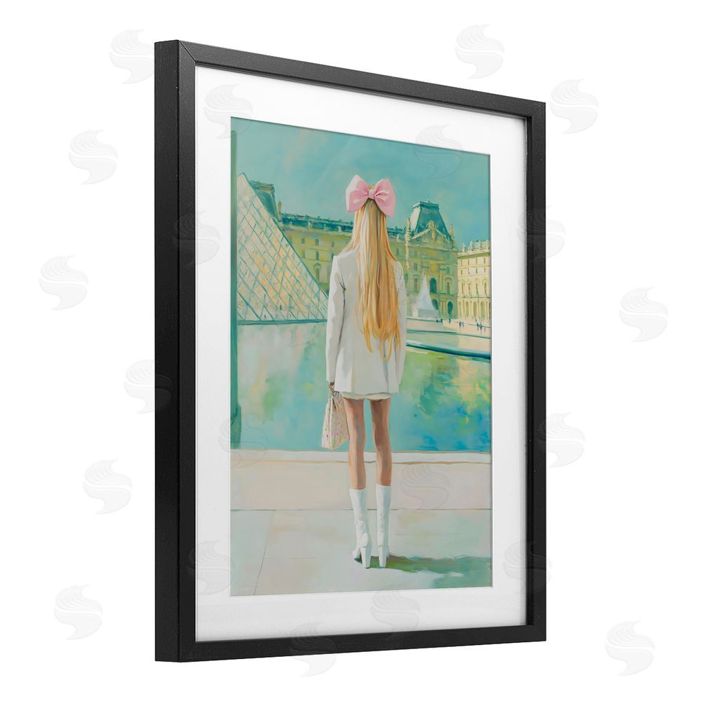 The Prints Vibe Girl In Paris Observing Black Framed Print Under Glass Wall Art