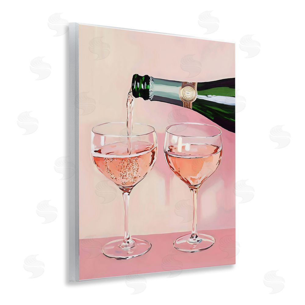 The Prints Vibe Pink Champagne Toast for Two Wall Plaque Home Decor Art Print