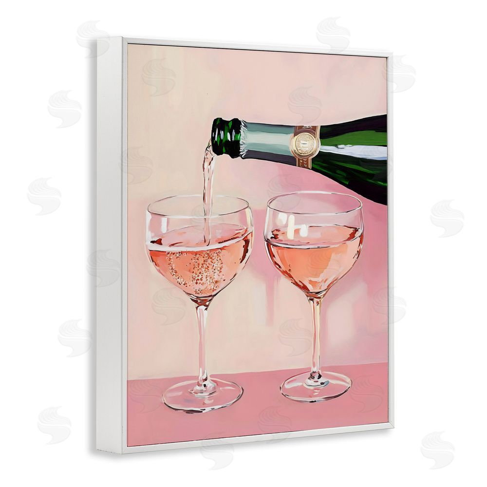 The Prints Vibe Pink Champagne Toast for Two White Framed Giclee Wall Art