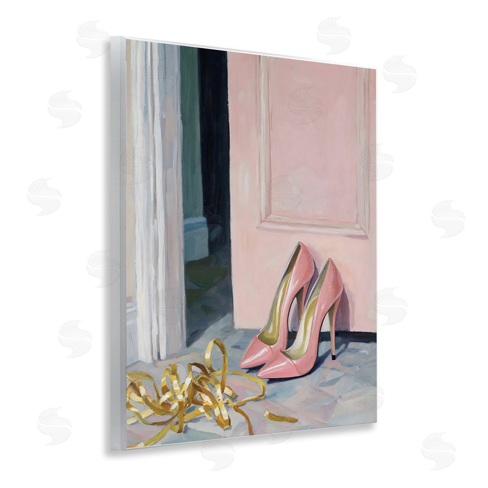 The Prints Vibe Pink High Heels & Tinsel Wall Plaque Home Decor Art Print