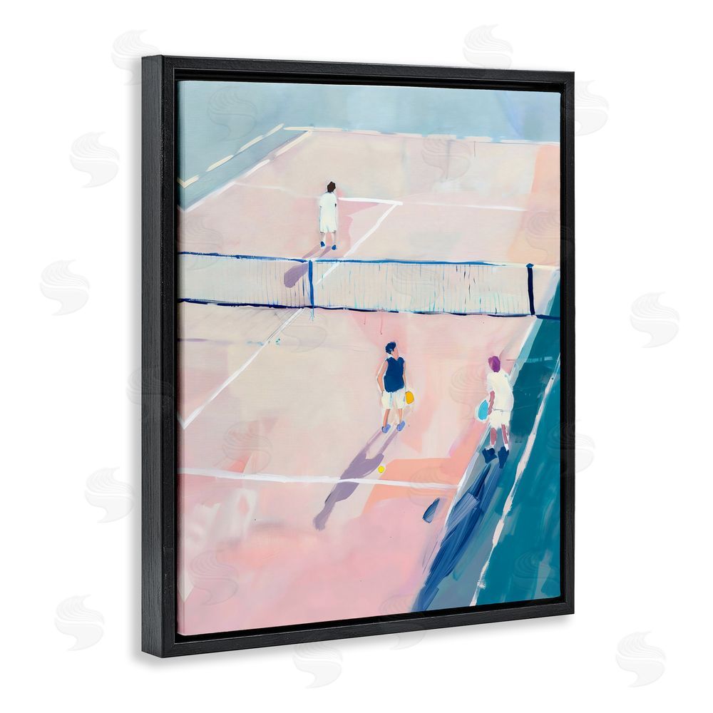 The Prints Vibe Summer Game of Tennis Black Floating Framed Canvas Wall Art Print