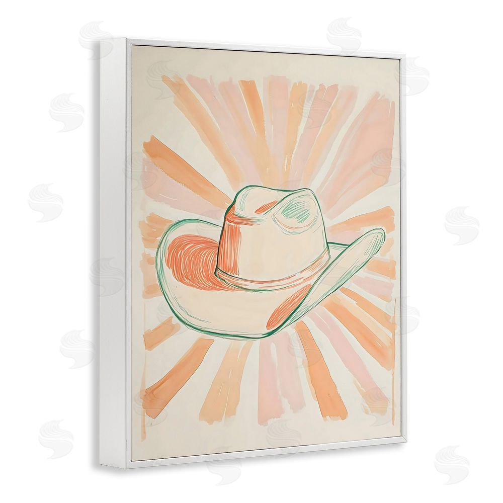 The Prints Vibe Sunburst & Cowboy Hat White Framed Giclee Wall Art Print