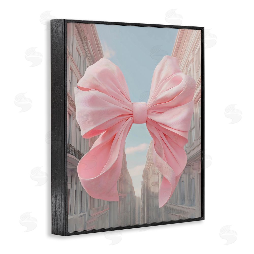 The Prints Vibe Pink Bow over City Street Black Framed Giclee Wall Art
