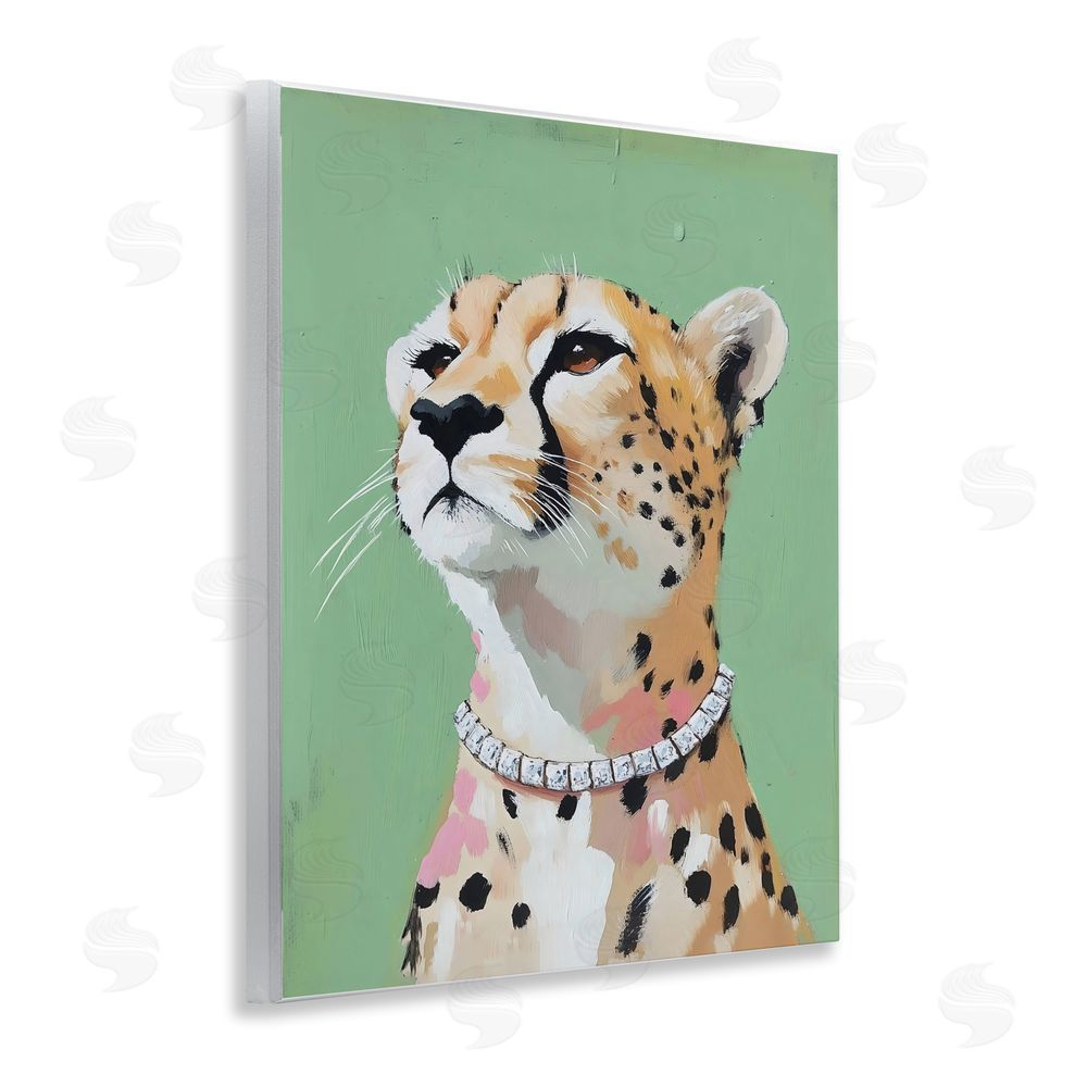 The Prints Vibe Glam Cheetah with Jewels Wall Plaque Home Decor Art Print