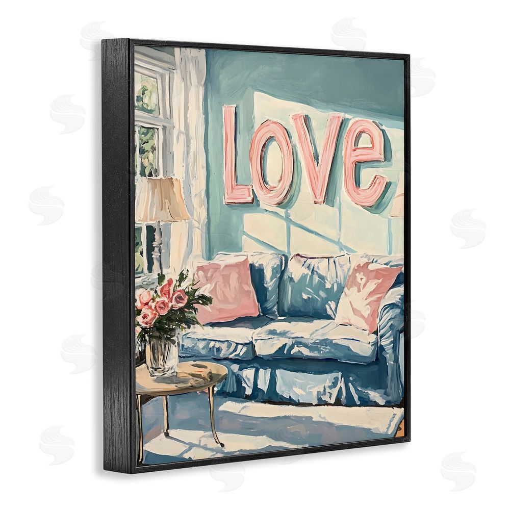 The Prints Vibe Love Letters Above Cozy Couch Black Framed Giclee Wall Art