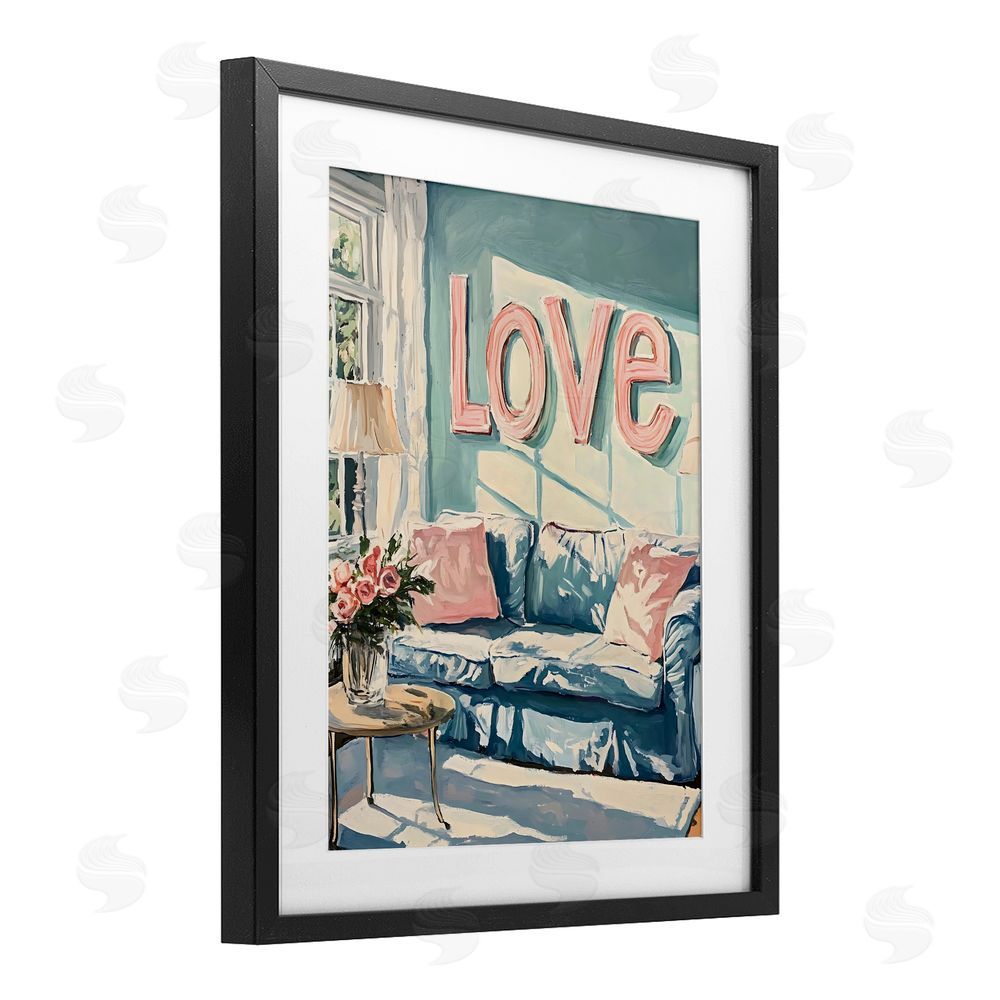 The Prints Vibe Love Letters Above Cozy Couch Black Framed Print Under Glass Wall Art