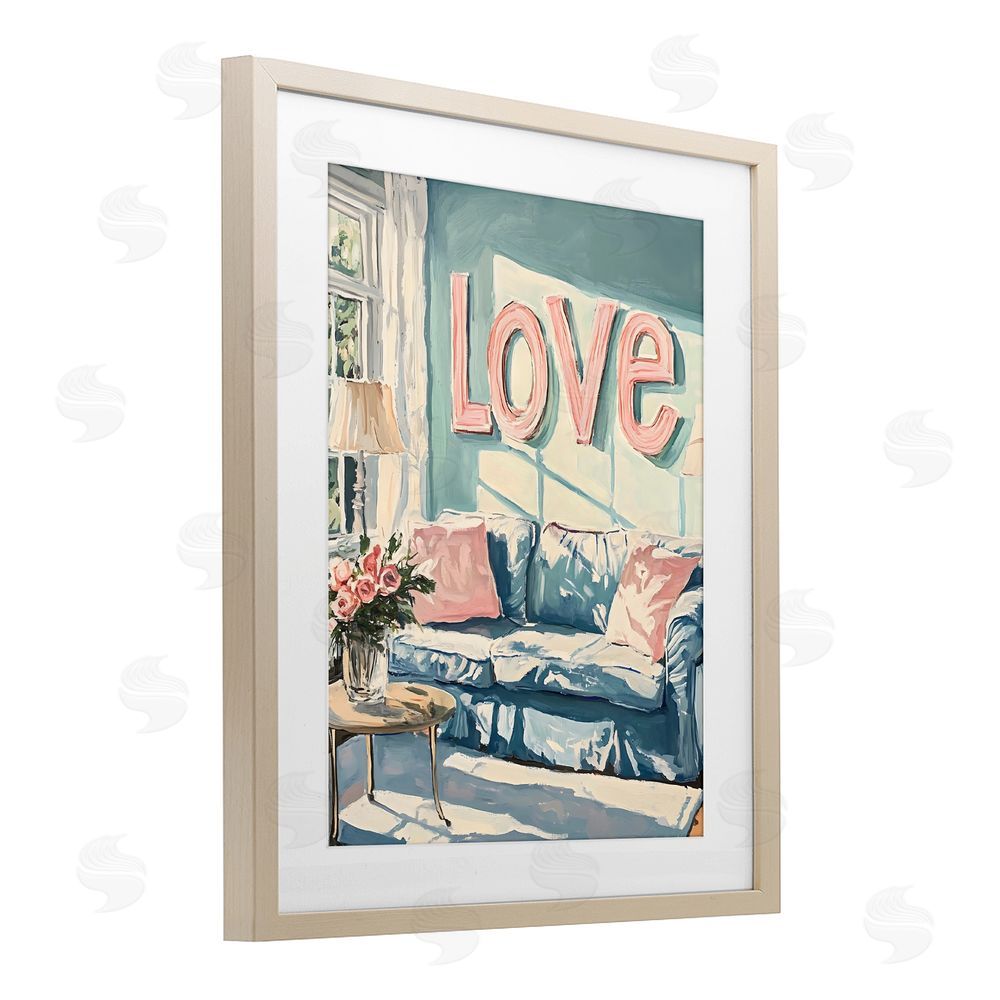 The Prints Vibe Love Letters Above Cozy Couch Brown Framed Print Under Glass Wall Art