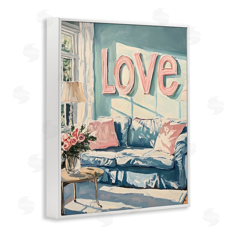 The Prints Vibe Love Letters Above Cozy Couch White Framed Giclee Wall Art