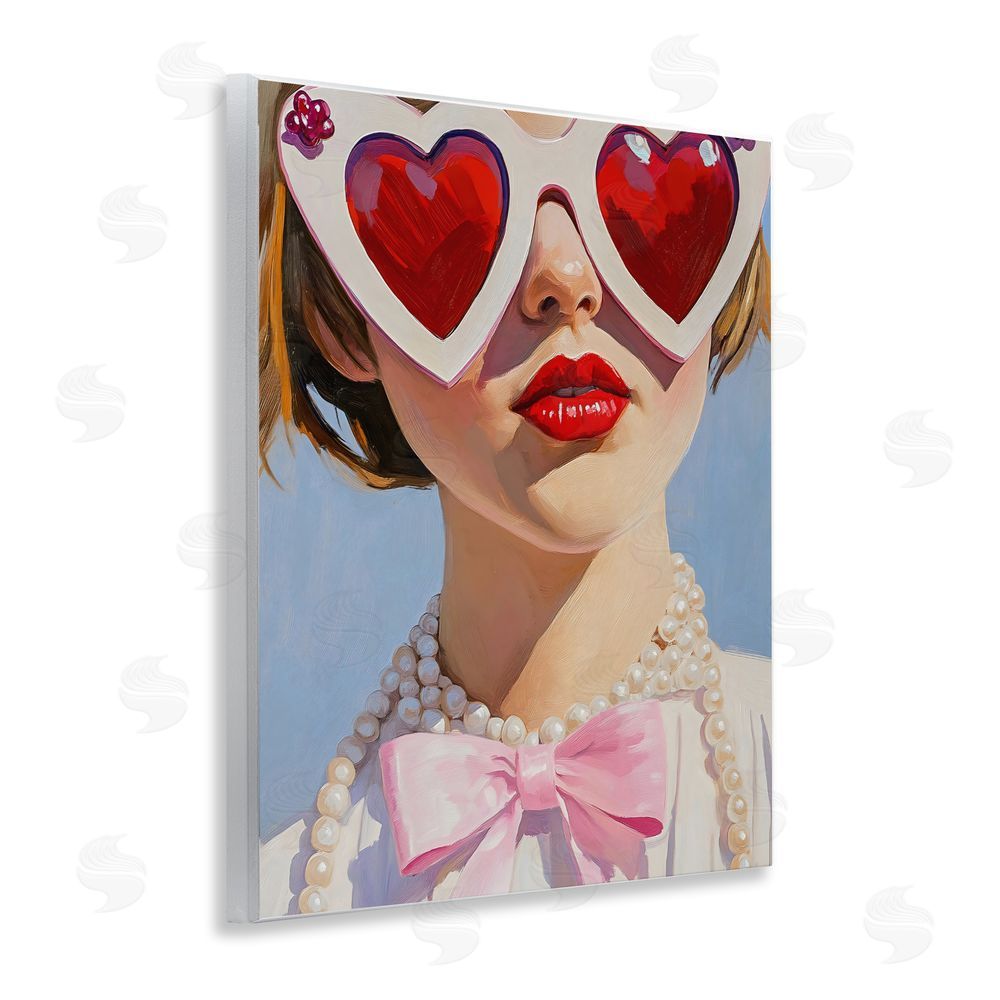 The Prints Vibe Romantic Red Heart Glasses Wall Plaque Home Decor Art Print