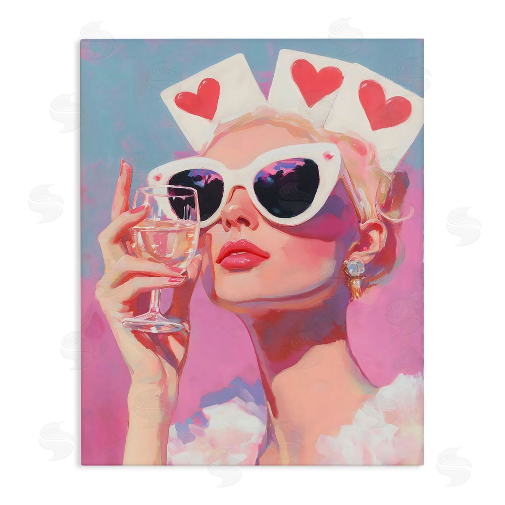 The Prints Vibe Queen of Hearts Retro Glam Stretched Canvas Wall Art