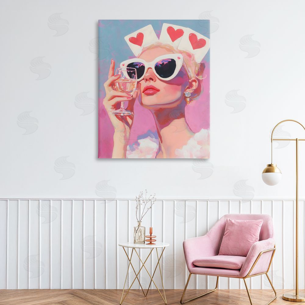 The Prints Vibe Queen of Hearts Retro Glam Stretched Canvas Wall Art in Room