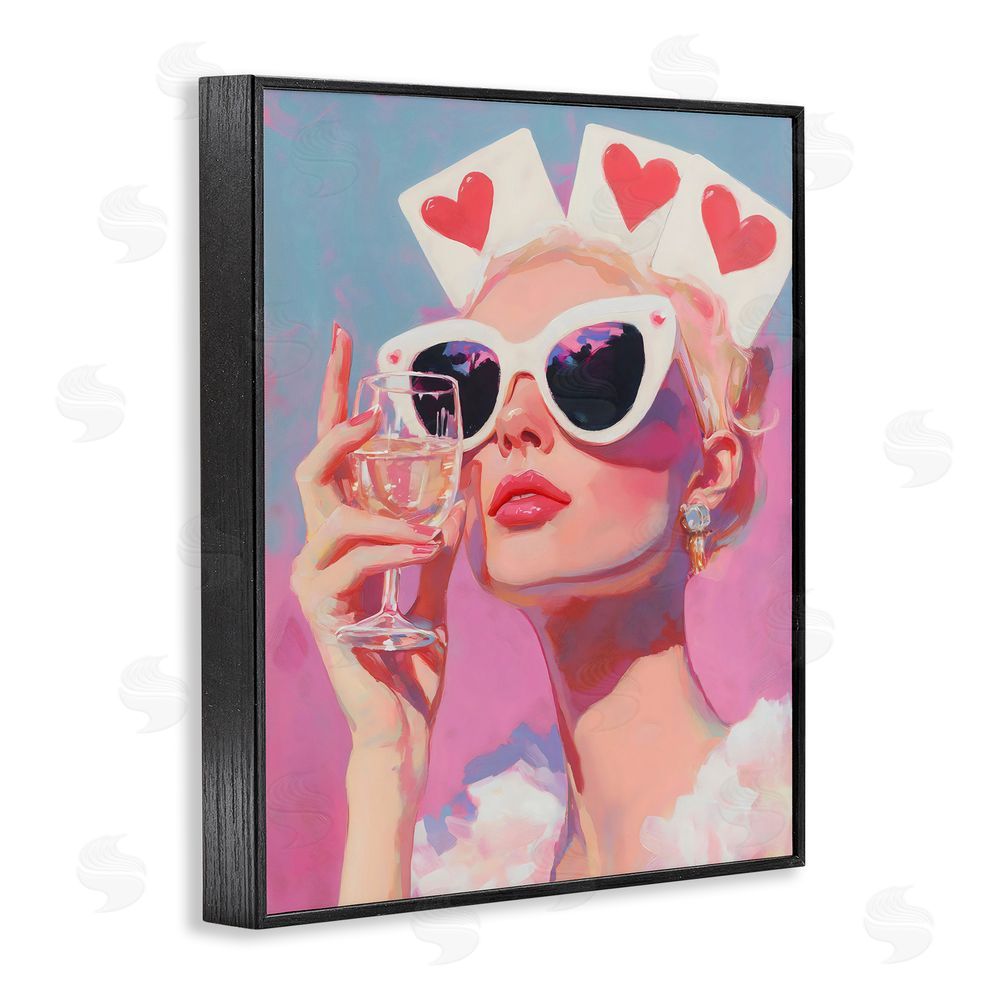 The Prints Vibe Queen of Hearts Retro Glam Black Framed Giclee Wall Art