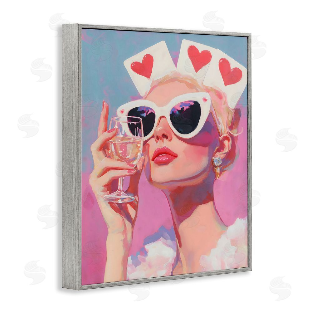 The Prints Vibe Queen of Hearts Retro Glam Gray Framed Giclee Wall Art
