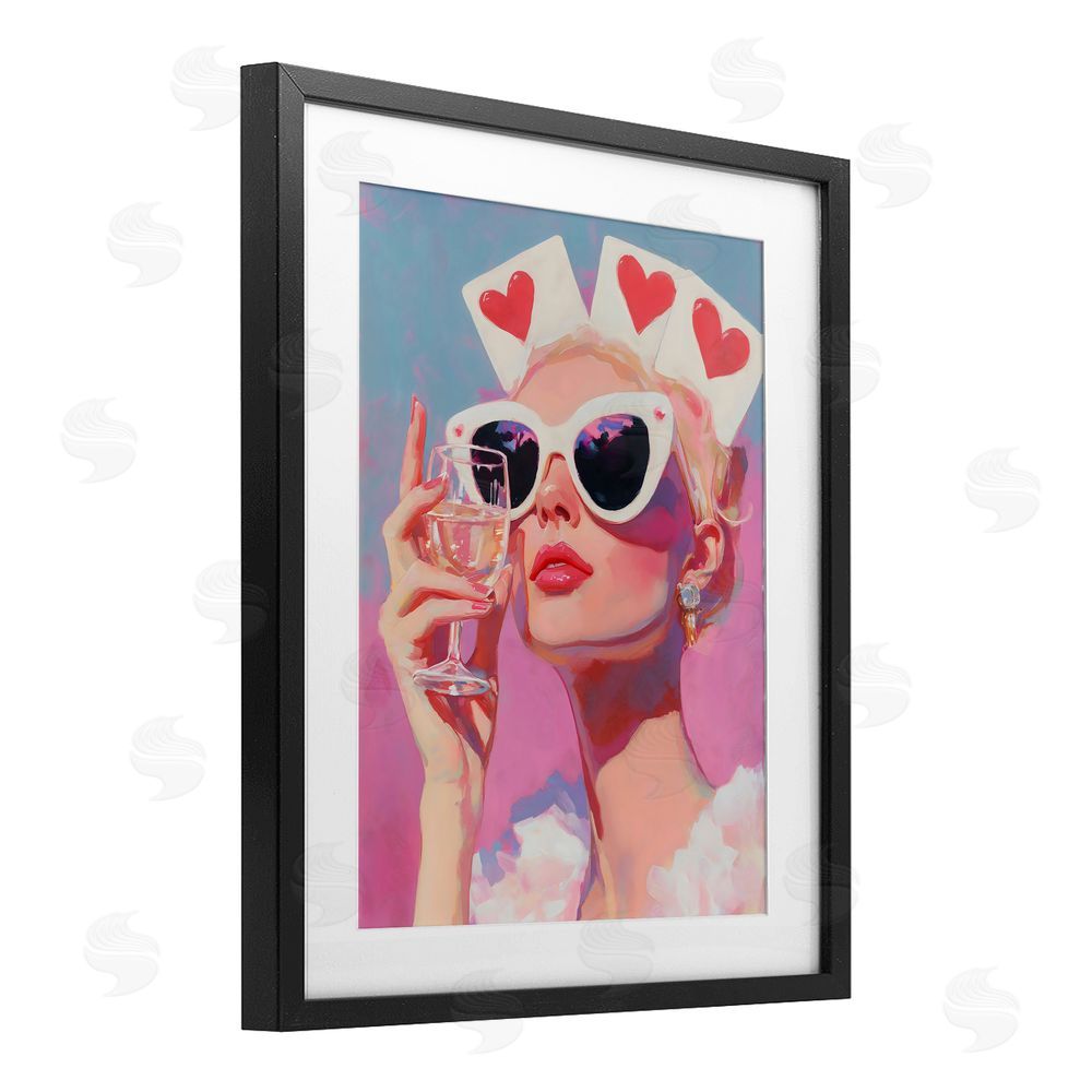 The Prints Vibe Queen of Hearts Retro Glam Black Framed Print Under Glass Wall Art