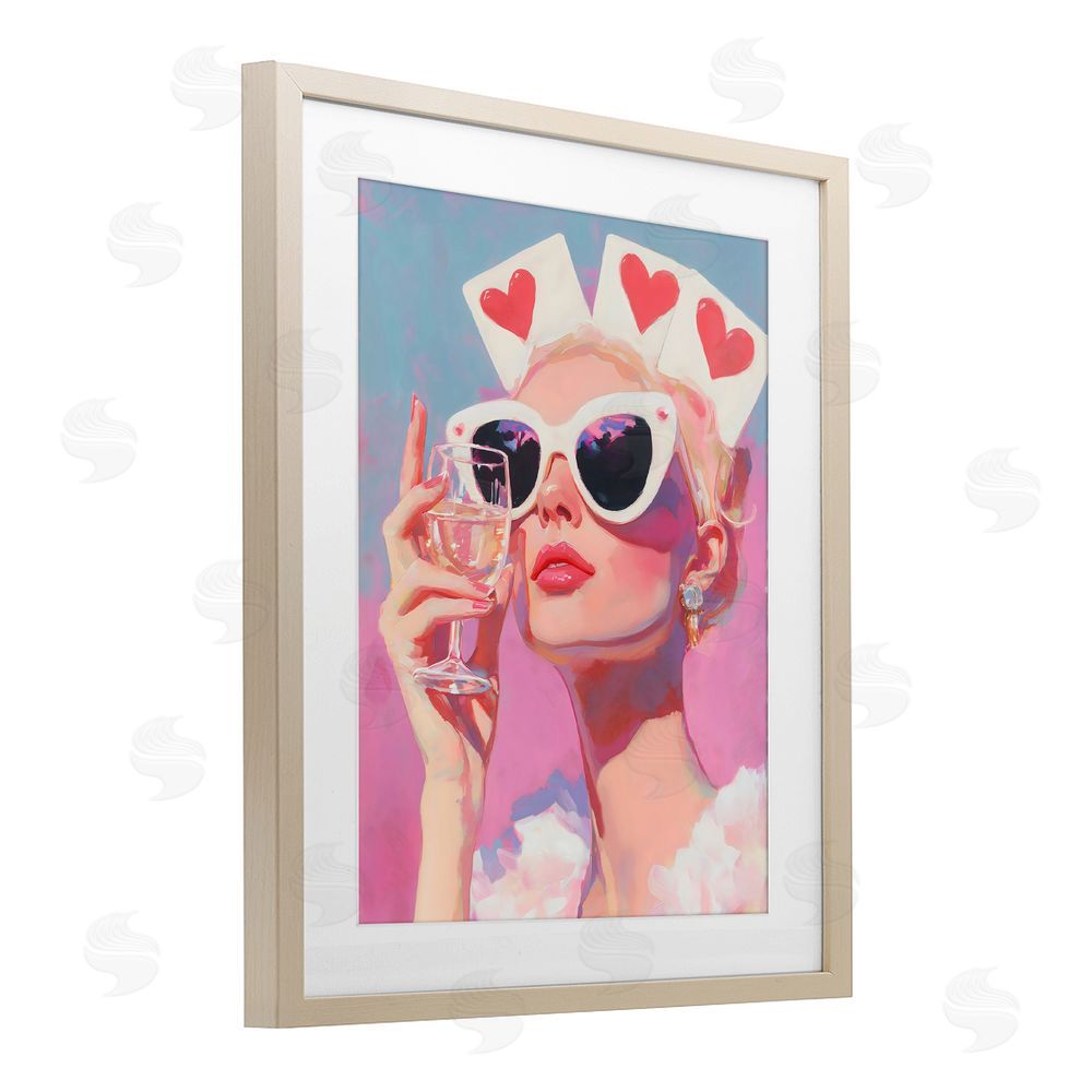 The Prints Vibe Queen of Hearts Retro Glam Brown Framed Print Under Glass Wall Art