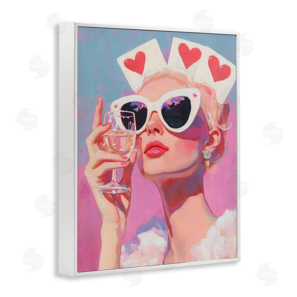The Prints Vibe Queen of Hearts Retro Glam White Framed Giclee Wall Art