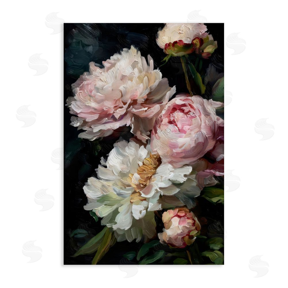 Petal Prints Design Soft And Moody Peonies Stretched Canvas Wall Art Print