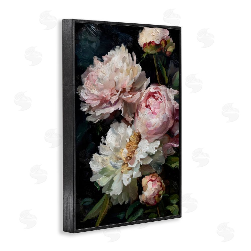Petal Prints Design Soft And Moody Peonies Black Framed Giclee Wall Art Print