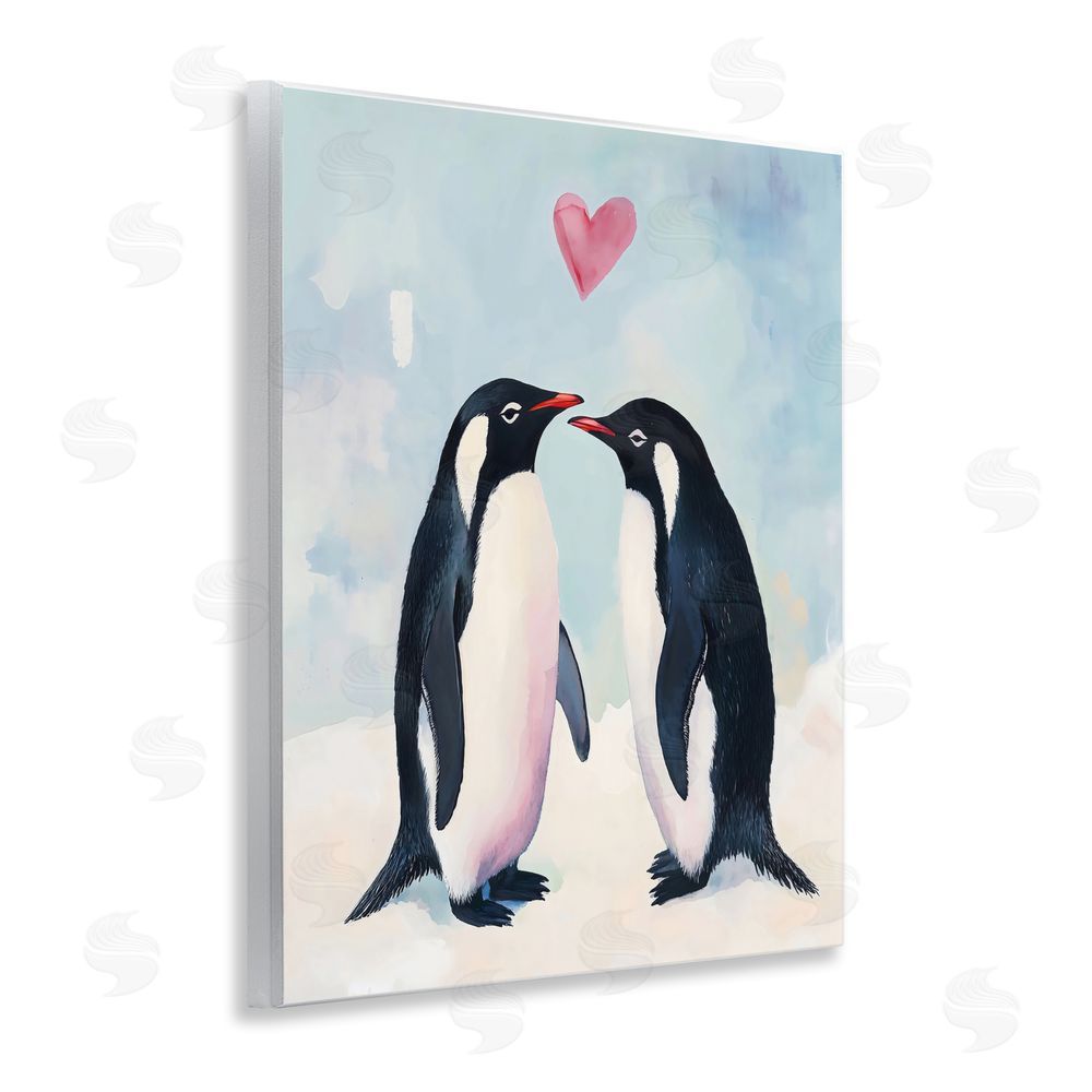 The Prints Vibe Penguin Love with Heart Wall Plaque Home Decor Art Print
