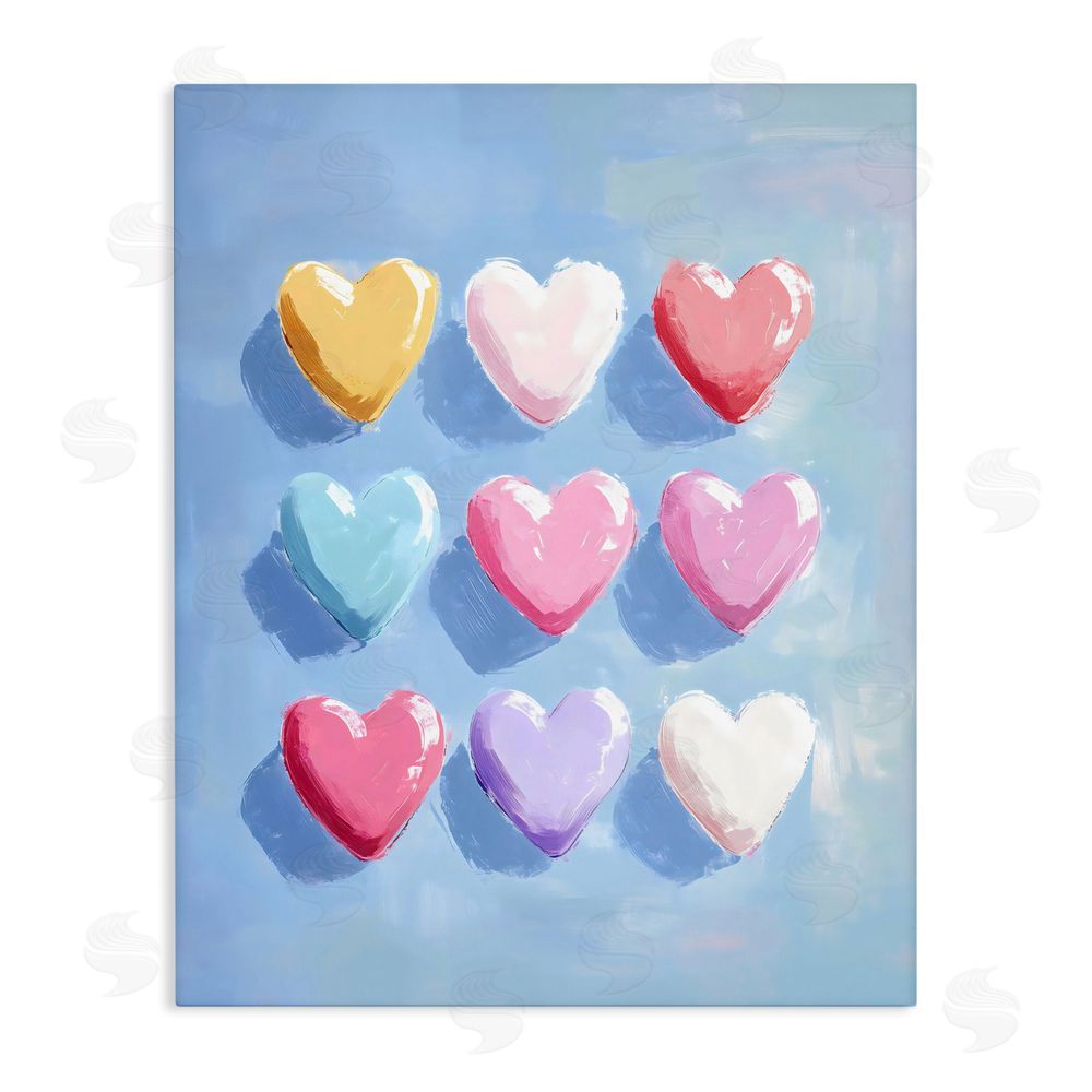 The Prints Vibe Pastel Heart Grid Stretched Canvas Wall Art