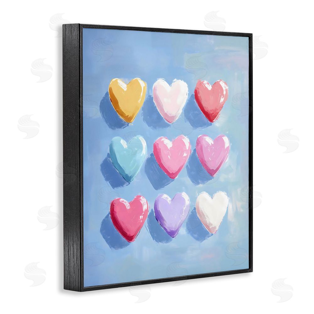 The Prints Vibe Pastel Heart Grid Black Framed Giclee Wall Art