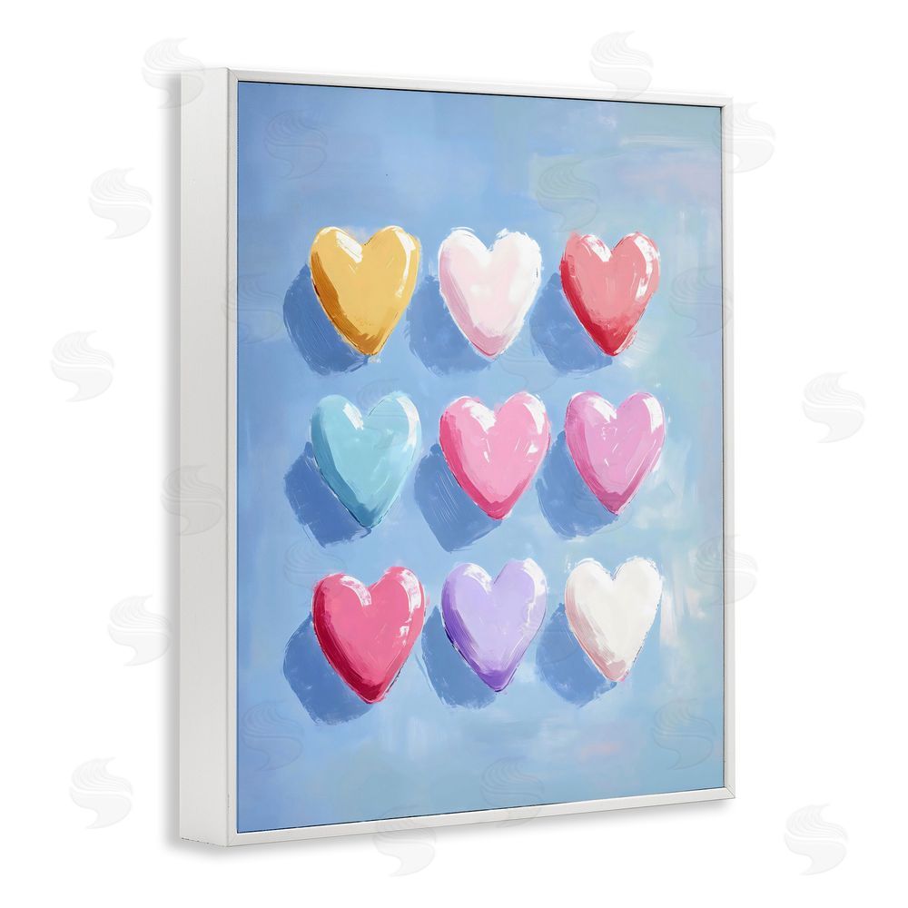 The Prints Vibe Pastel Heart Grid White Framed Giclee Wall Art