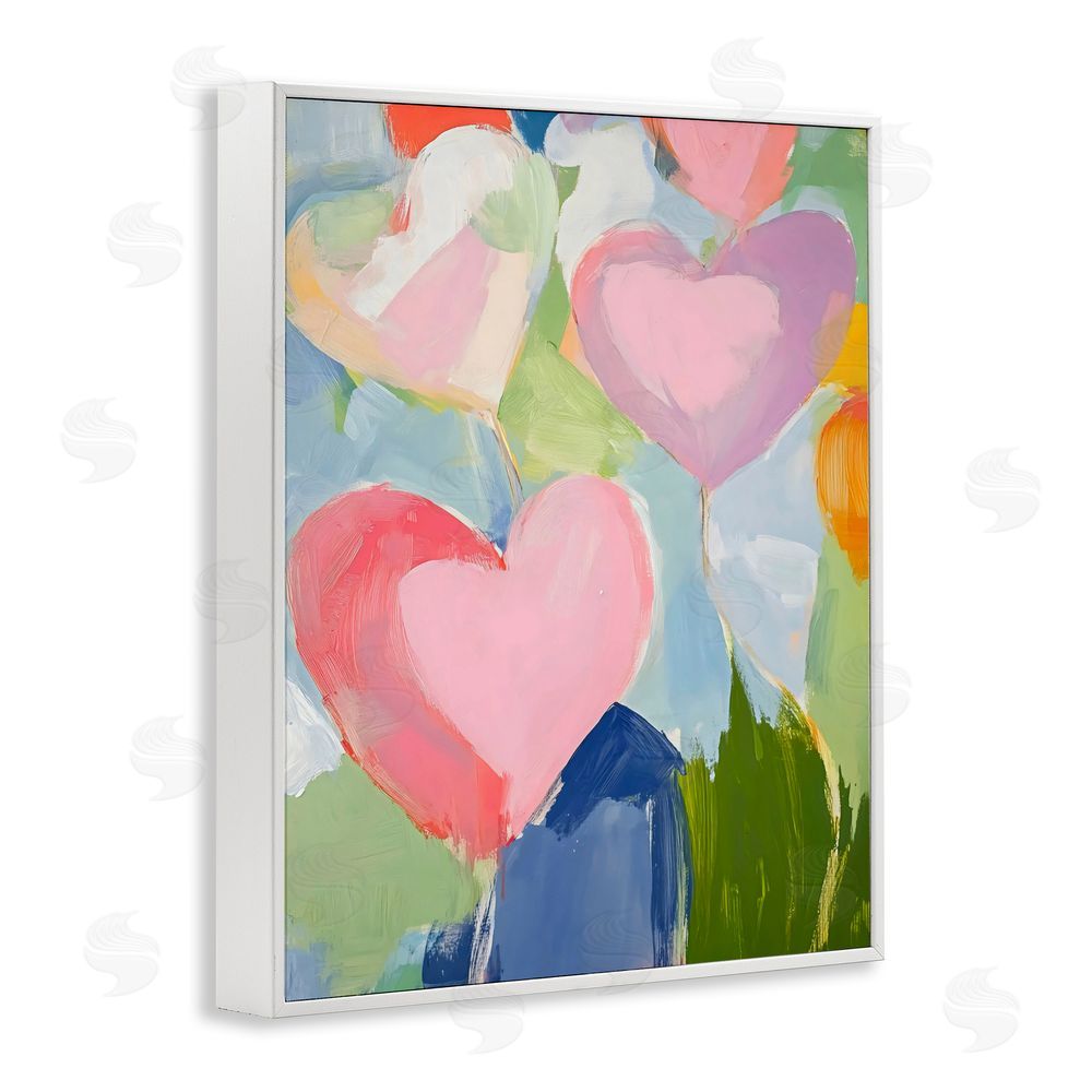 The Prints Vibe Pink Hearts Abstraction White Framed Giclee Wall Art