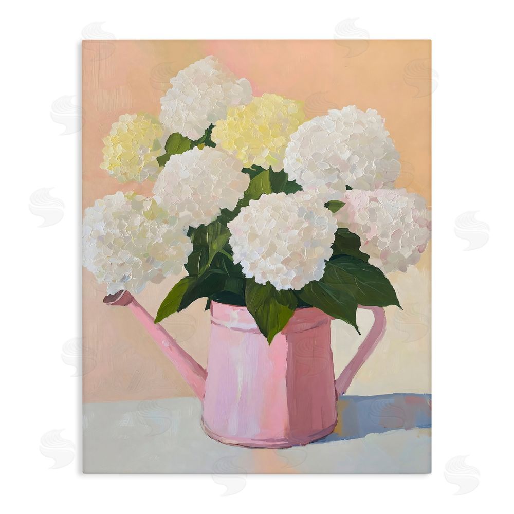 The Prints Vibe Hydrangeas in Watering Can Stretched Canvas Wall Art