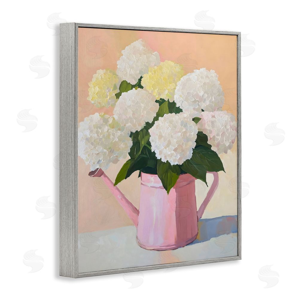 The Prints Vibe Hydrangeas in Watering Can Gray Framed Giclee Wall Art